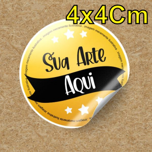 ADESIVO PAPEL COM RECORTE REDONDO 4X4CM Papel adesivo Personalizado 4x0 (Frente)  Recorte eletrônico redondo 